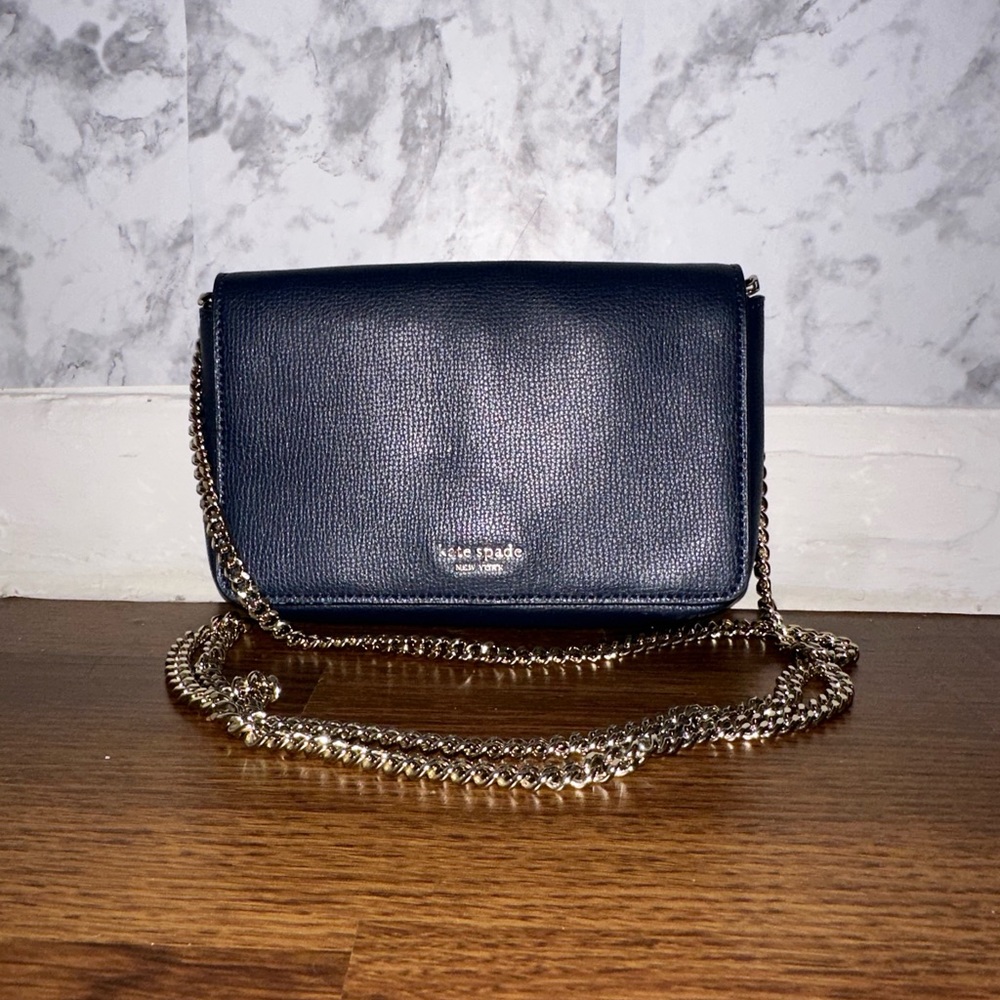 Authentic navy blue kate spade Spencer chain wallet crossbody